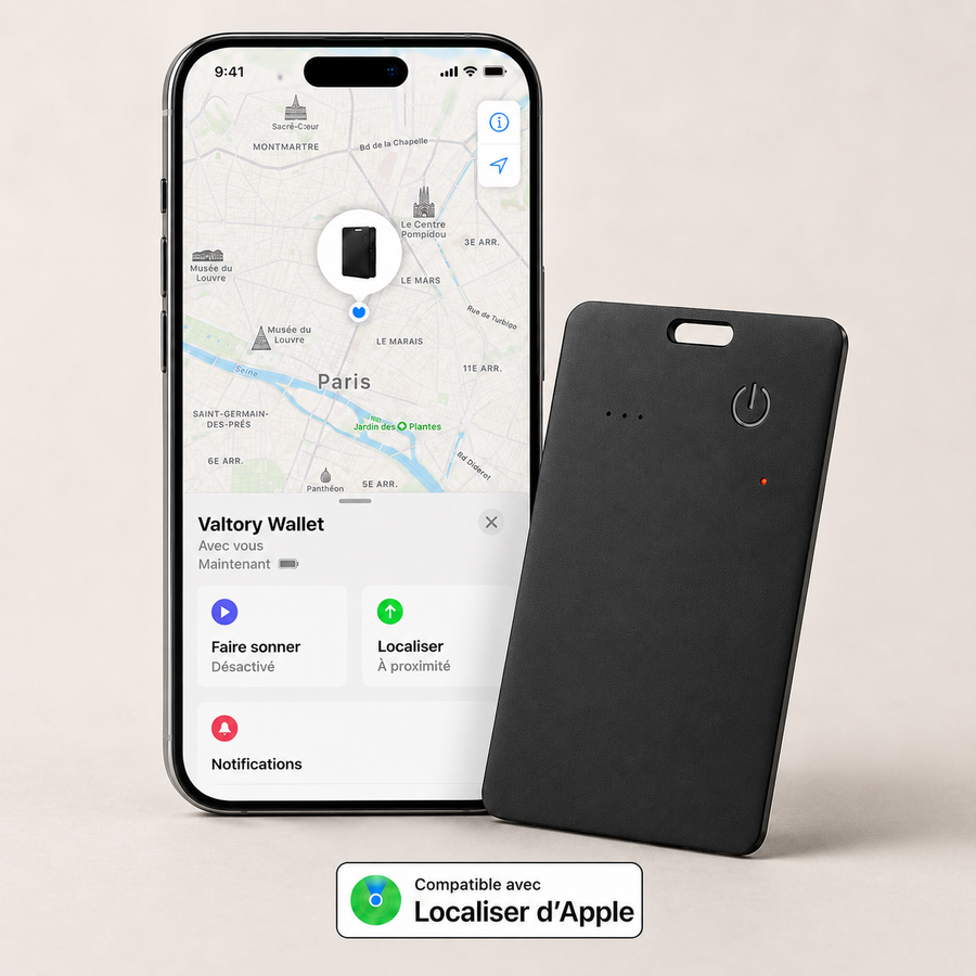 Carte Tracker Voryma pour iPhone | Compatible Apple Find My